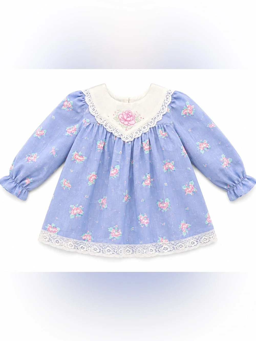 Vintage 1990s Cuddle Hugs Girls Floral Peter Pan Collar Blouse 2T
